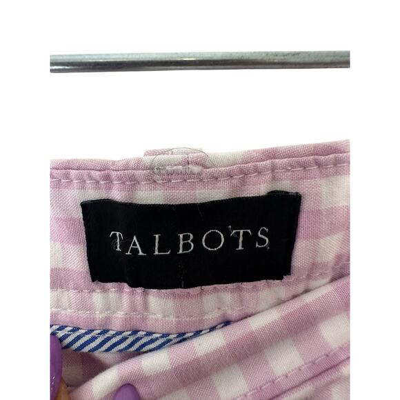 Talbots Relaxed Chino Pants Purple White Gingham Office Straight Leg Size 14 - Picture 2 of 13